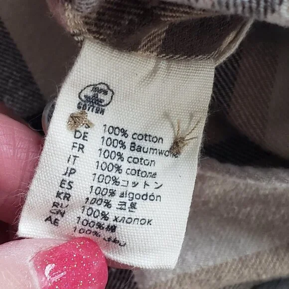 Dubinik Flannel Customized Version Brown Plaid Button Up Classic Warm Men's L - Picture 3 of 12